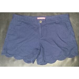 Lilly Pulitzer Shorts Womens 12 Scallop Hem Seersucker Textured Summer Classic